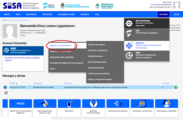 Ayuda en línea SISA - Sistema Integrado de Información Sanitaria Argentino